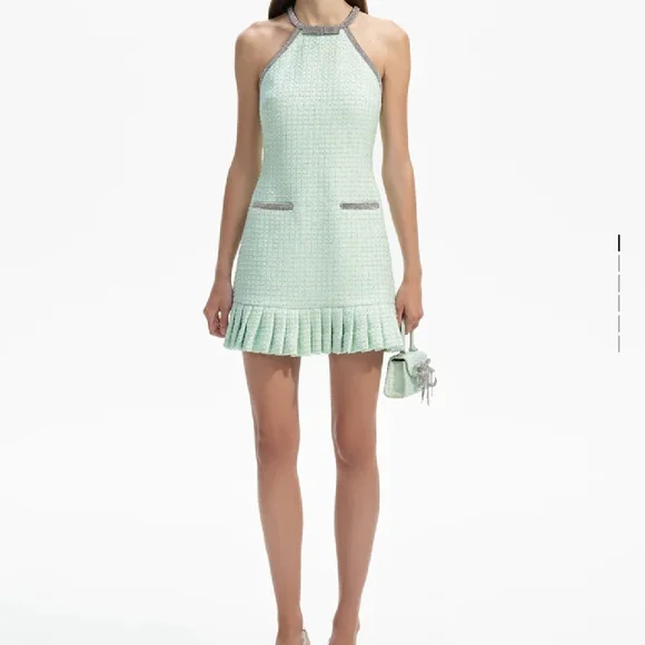 Self-Portrait | Dresses | Selfportrait Elegant Mint Green Halter Dress |  Poshmark